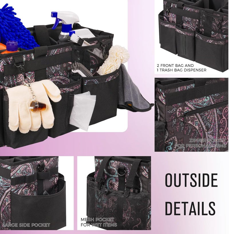 SCAVATA Wearable Cleaning Caddy, Cleaning Caddy Supplies Organizer with Handle & Shoulder Straps for Housekeepers, Under Sink & Car Cleaning Tool Organizers Bag with 4 Foldable Divider (Totem) - Image 3